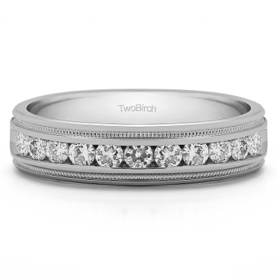 0.27 Ct. Channel Set Men's Wedding Ring Featuring Millgrain Design