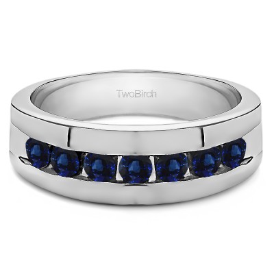 0.25 Ct. Sapphire Channel Set Men's Ring with Open End Design