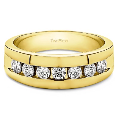 0.49 Ct. Channel Set Men's Ring with Open End Design in Yellow Gold