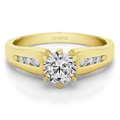 0.66 Ct. Round Graduated Channel Engagement Ring in Yellow Gold