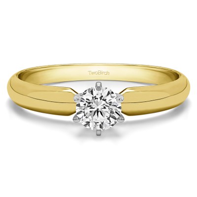 0.33 Carat Traditional Style Pinched Center Solitaire in Two Tone Gold