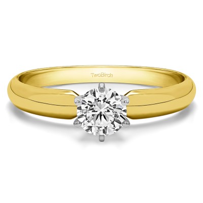 0.5 Carat Traditional Style Pinched Center Solitaire in Two Tone Gold
