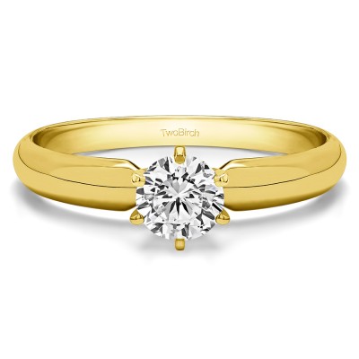 0.5 Carat Traditional Style Pinched Center Solitaire in Yellow Gold