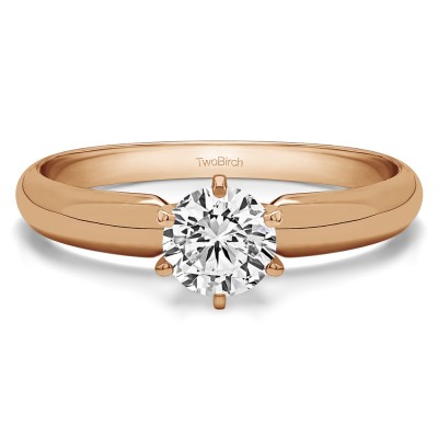 0.75 Carat Traditional Style Pinched Center Solitaire in Rose Gold