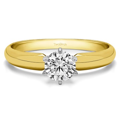 0.75 Carat Traditional Style Pinched Center Solitaire in Two Tone Gold