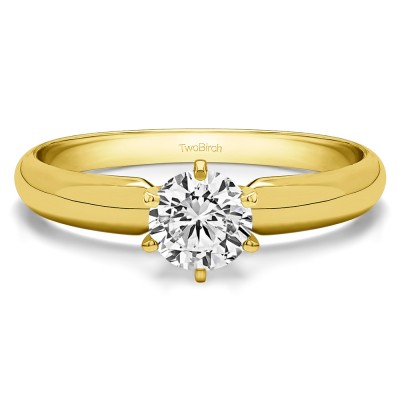 0.75 Carat Traditional Style Pinched Center Solitaire in Yellow Gold