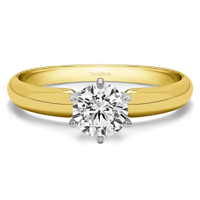 1 Carat Traditional Style Pinched Center Solitaire in Two Tone Gold