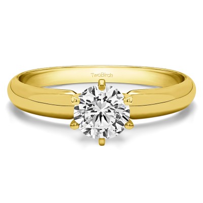 1 Carat Traditional Style Pinched Center Solitaire in Yellow Gold