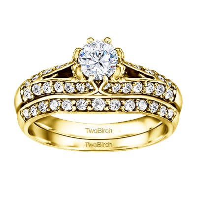 Knife Edged Engagement Ring Bridal Set (2 Rings) (1.11 Ct. Twt.)
