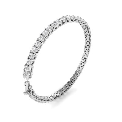 18k White Gold Plated Tennis Bracelet 3MM with Round Moissanite (Sterling Silver, 4MM or 3MM, 6 to 9 Inches)