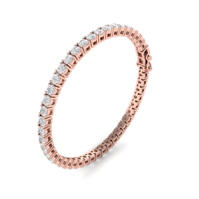 18K Rose GOLD PLATED Sterling Silver TENNIS BRACELET 3MM WITH ROUND MOISSANITE (3MM, 6 TO 8 INCHES)