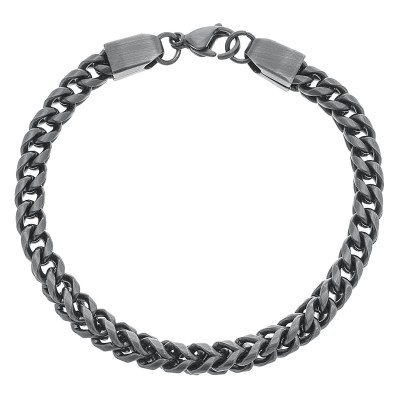 Stainless Steel Braided Cuban Chain Link Bracelet 8 Inches Long Industrial Finish