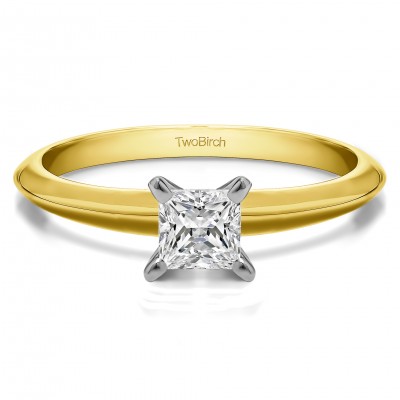 0.2 Carat Traditional Style Princess Solitaire in Two Tone Gold