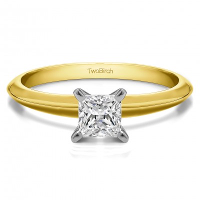 0.25 Carat Traditional Style Princess Solitaire in Two Tone Gold