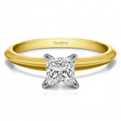 0.5 Carat Traditional Style Princess Solitaire in Two Tone Gold
