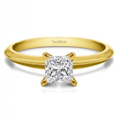 0.5 Carat Traditional Style Princess Solitaire in Yellow Gold