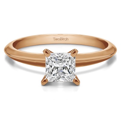 0.75 Carat Traditional Style Princess Solitaire in Rose Gold