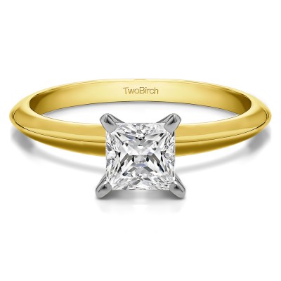 0.75 Carat Traditional Style Princess Solitaire in Two Tone Gold