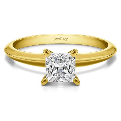 0.75 Carat Traditional Style Princess Solitaire in Yellow Gold