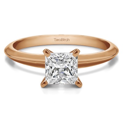1 Carat Traditional Style Princess Solitaire in Rose Gold