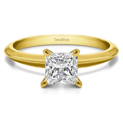 1 Carat Traditional Style Princess Solitaire in Yellow Gold
