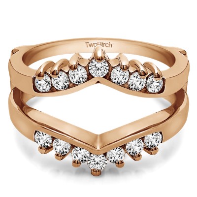 0.42 Ct. Prong Set Round Chevron Ring Guard in Rose Gold