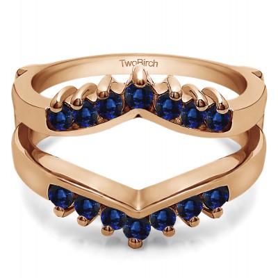 0.42 Ct. Sapphire Prong Set Round Chevron Ring Guard in Rose Gold