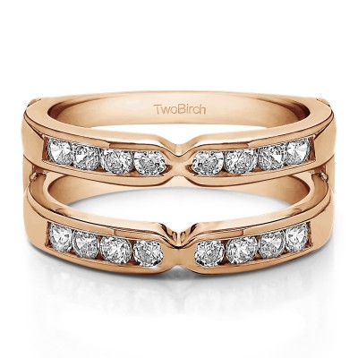 1 Ct. Round X Design Channel Set Ring Guard in Rose Gold