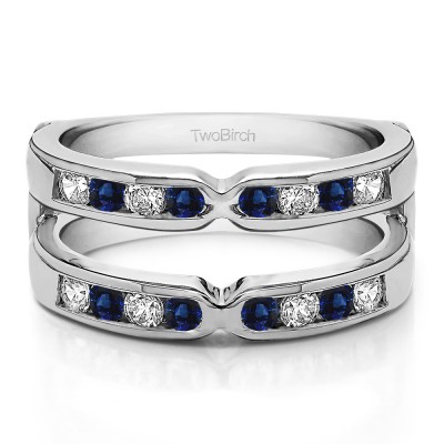 0.26 Ct. Sapphire and Diamond Round X Design Channel Set Ring Guard