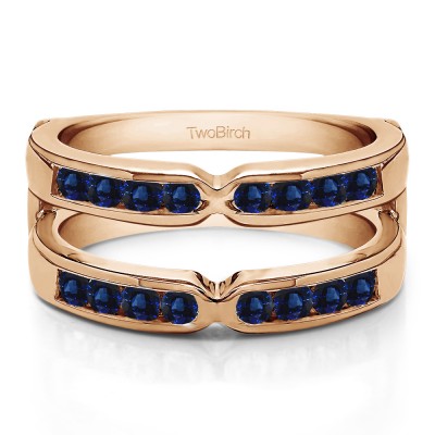 0.26 Ct. Sapphire Round X Design Channel Set Ring Guard in Rose Gold