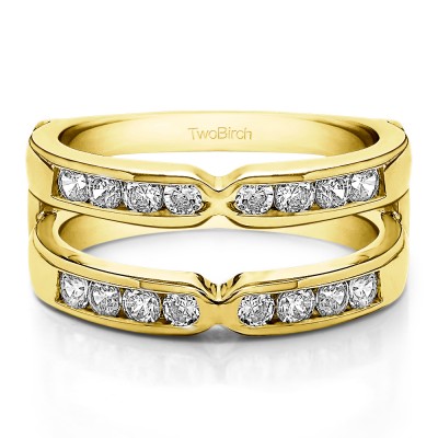 0.51 Ct. Round X Design Channel Set Ring Guard in Yellow Gold