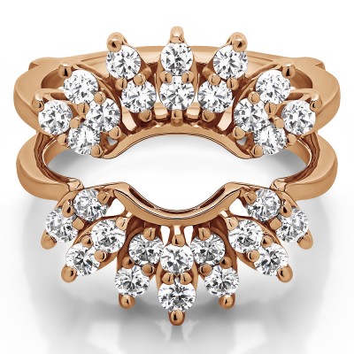 0.98 Ct. Double Row Halo Sunburst Ring Guard in Rose Gold