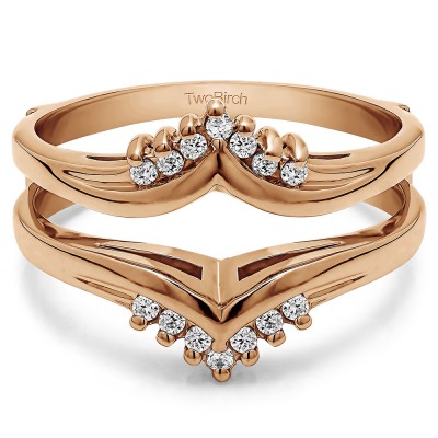 0.25 Ct. Round Prong Set Chevron Ring Guard in Rose Gold