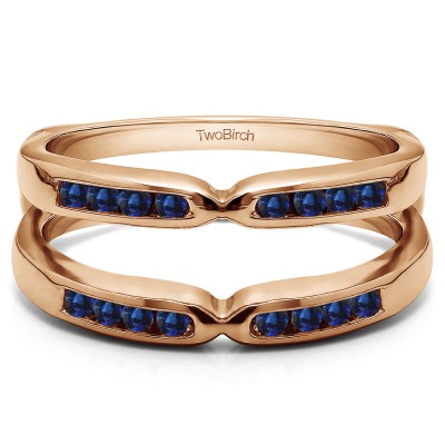 0.24 Ct. Sapphire Round Channel Set Pinched Center ring guard in Rose Gold