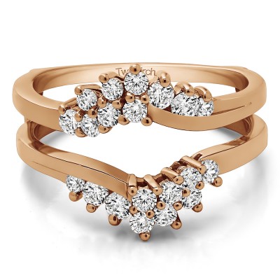 0.66 Ct. Bypass Chevron Ring Guard Enhancer in Rose Gold
