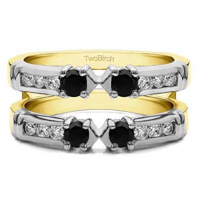 0.76 Ct. Three Stone Ring Guard Enhancer in Two Tone Gold