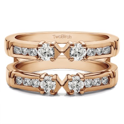 0.76 Ct. Three Stone Ring Guard Enhancer in Rose Gold