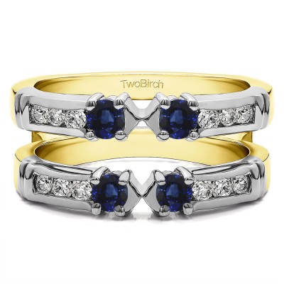 0.76 Ct. Three Stone Ring Guard Enhancer in Two Tone Gold