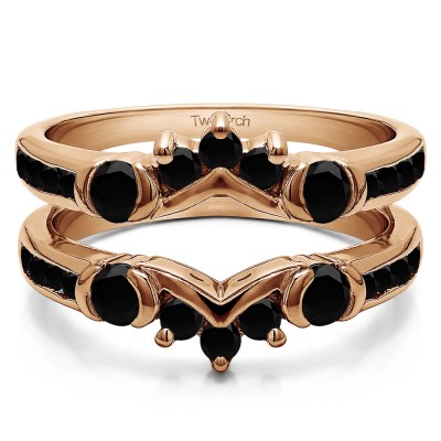 1.01 Ct. Black Stone Half Halo Prong and Channel Set Ring Guard in Rose Gold