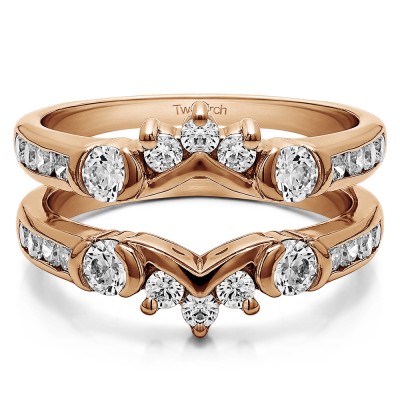 1.01 Ct. Half Halo Prong and Channel Set Ring Guard in Rose Gold