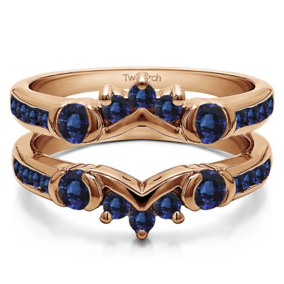 1.01 Ct. Sapphire Half Halo Prong and Channel Set Ring Guard in Rose Gold