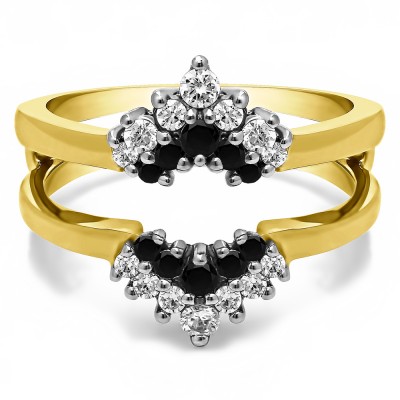 0.37 Ct. Double Row Round Prong Set Ring Guard in Two Tone Gold