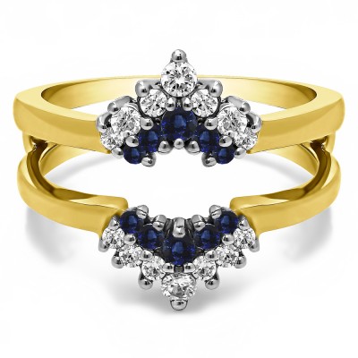 0.37 Ct. Double Row Round Prong Set Ring Guard in Two Tone Gold