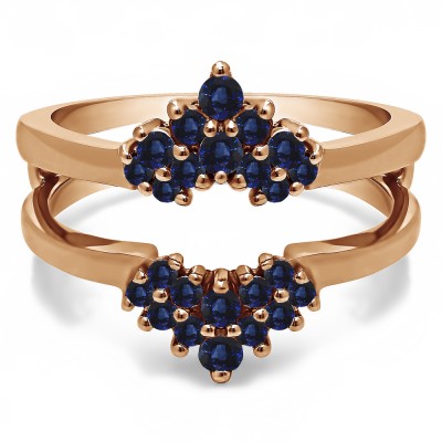 0.37 Ct. Sapphire Double Row Round Prong Set Ring Guard in Rose Gold