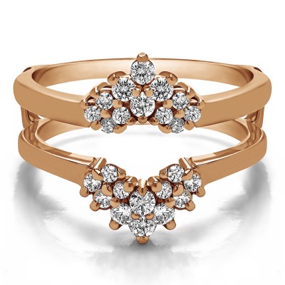 0.53 Ct. Double Row Round Prong Set Ring Guard in Rose Gold