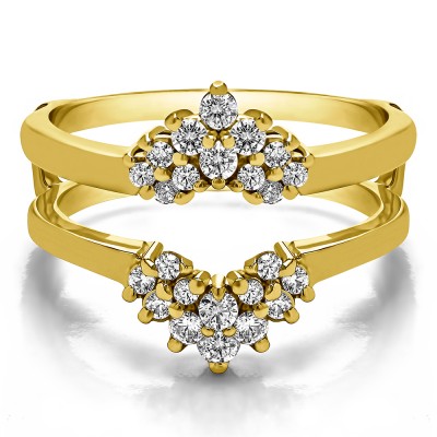0.53 Ct. Double Row Round Prong Set Ring Guard in Yellow Gold