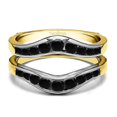 0.7 Ct. Round Graduated Contour Ring Guard in Two Tone Gold