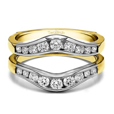 0.7 Ct. Round Graduated Contour Ring Guard in Two Tone Gold