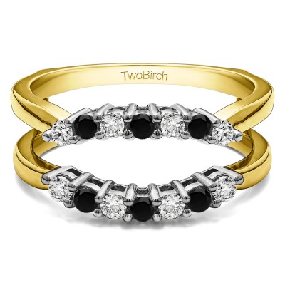 .50 Ct. Double Shared Prong Contour Ring Guard in Two Tone Gold