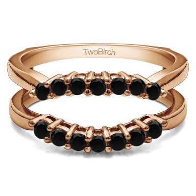 .50 Ct. Black Stone Double Shared Prong Contour Ring Guard in Rose Gold
